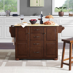 Natural Wood Top Kitchen Island Storage Options to Stow Away all your Prepping Utensils There are Four Spacious Drawers and Two Cabinets
