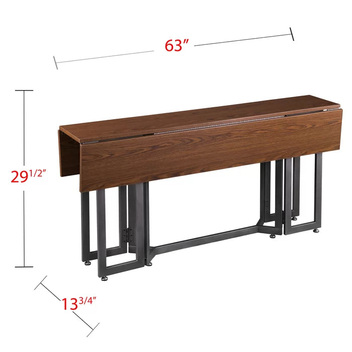Eleanora Drop Leaf Iron Trestle Dining Table Perfect for Kitchen