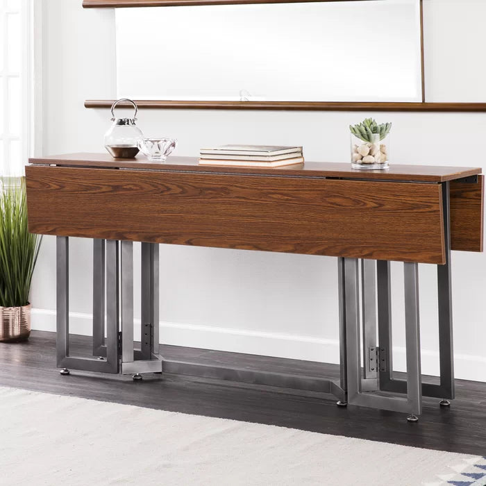 Eleanora Drop Leaf Iron Trestle Dining Table Perfect for Kitchen