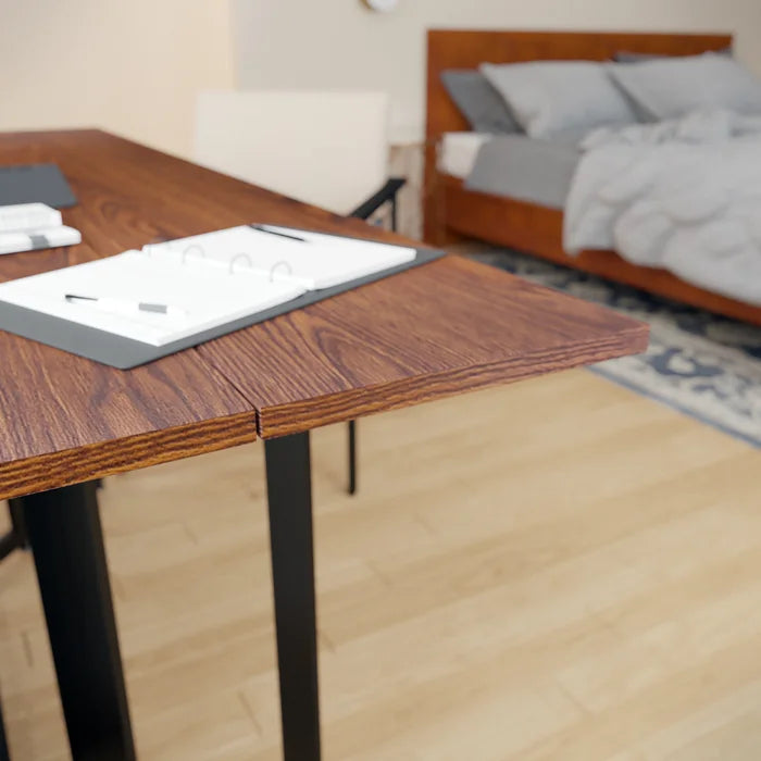 Eleanora Drop Leaf Iron Trestle Dining Table Perfect for Kitchen