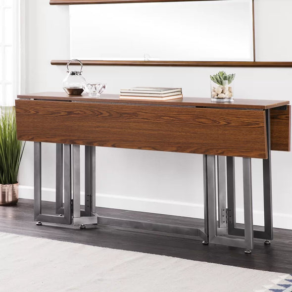 Eleanora Drop Leaf Iron Trestle Dining Table Perfect for Kitchen