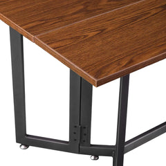 Eleanora Drop Leaf Iron Trestle Dining Table Perfect for Kitchen