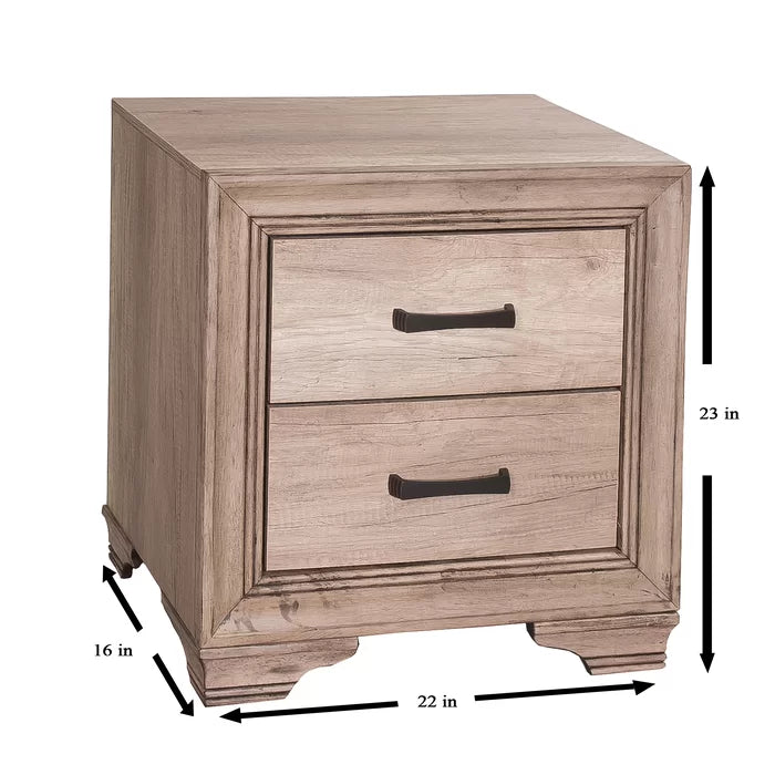 Eleora 23'' Tall 2 - Drawer Nightstand in Sandstone Coastal Farmhouse Style