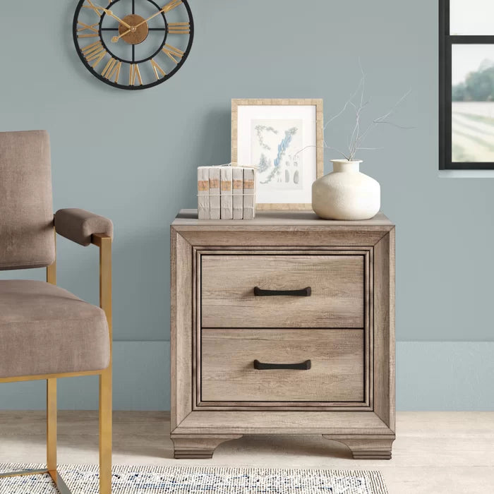 Eleora 23'' Tall 2 - Drawer Nightstand in Sandstone Coastal Farmhouse Style