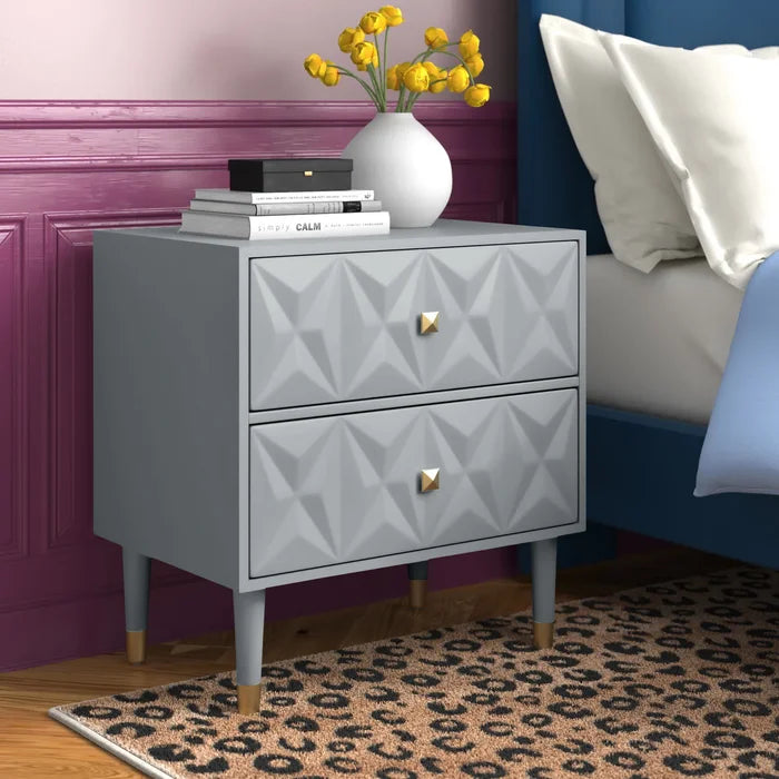 Eliana 26.75 Tall 2 Drawer Nightstand Geometric Patterned