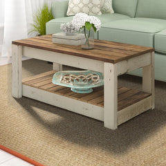 Elihu Solid Wood 4 Legs Coffee Table White Indoor Furniture