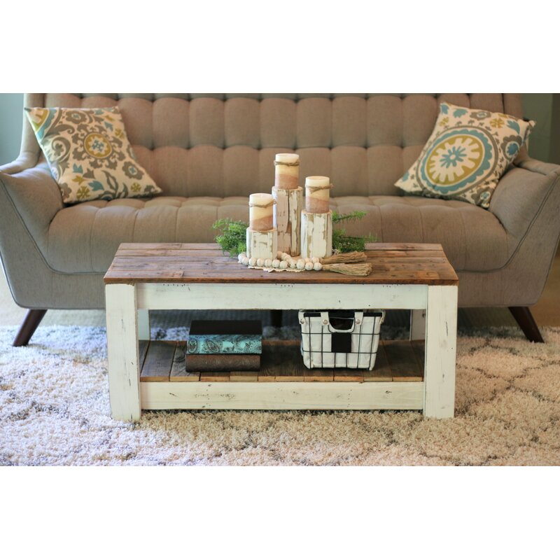 Elihu Solid Wood 4 Legs Coffee Table White Indoor Furniture