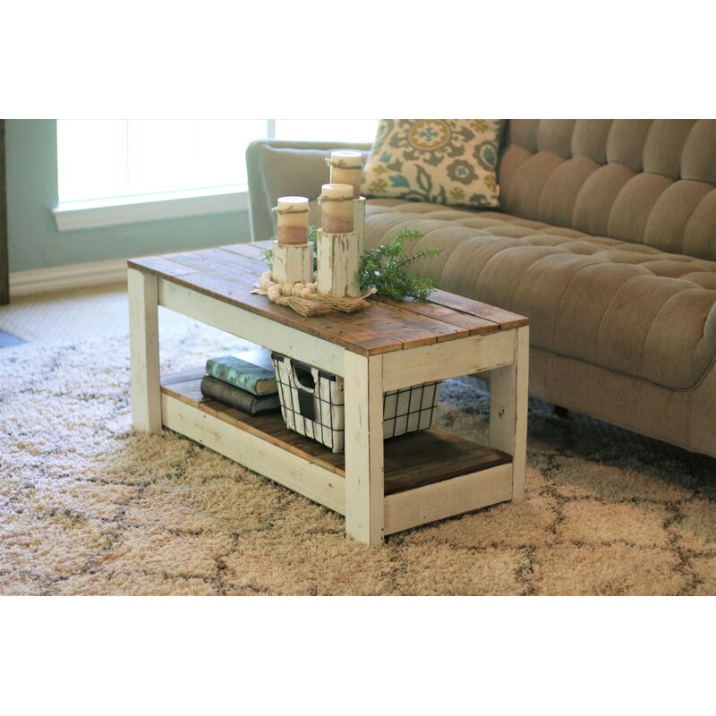 Elihu Solid Wood 4 Legs Coffee Table White Indoor Furniture