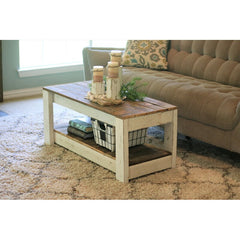 Elihu Solid Wood 4 Legs Coffee Table White Indoor Furniture