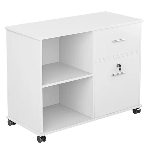 White Elinora 31.49'' Wide 2 Drawer Mobile Lateral Filing Cabinet