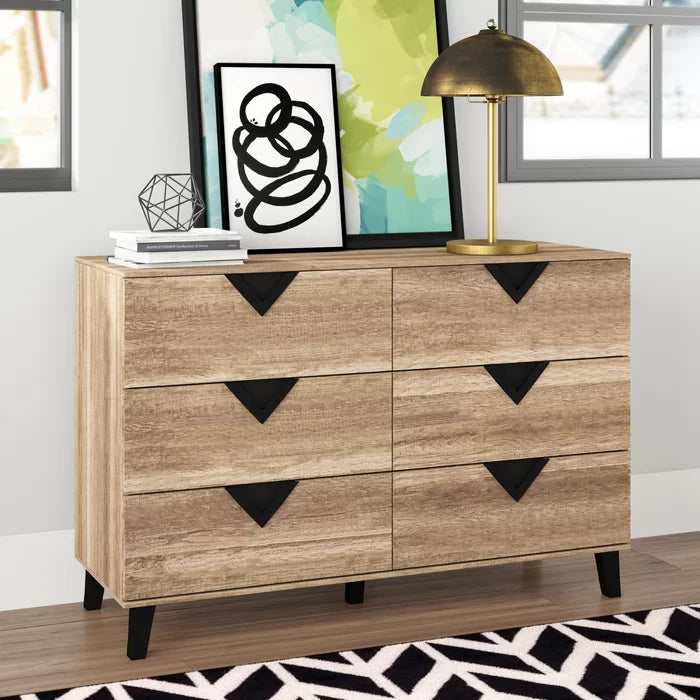 Elio 6 Drawer 53.19'' W Double Dresser Function and Modern Style