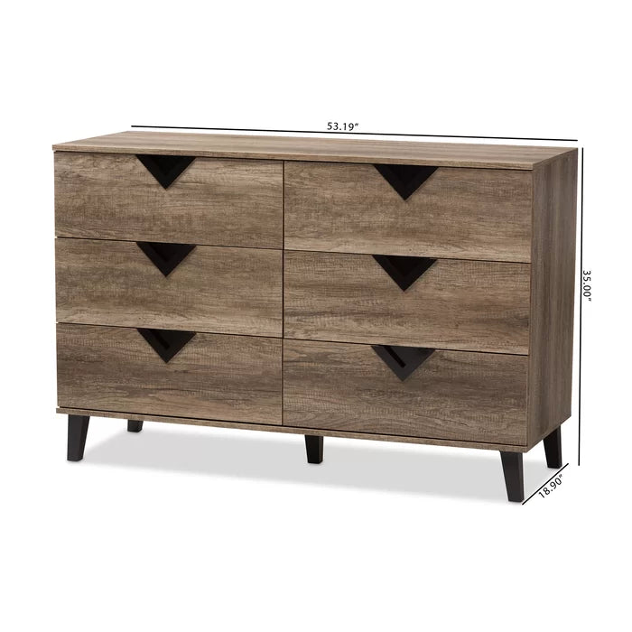 Elio 6 Drawer 53.19'' W Double Dresser Function and Modern Style