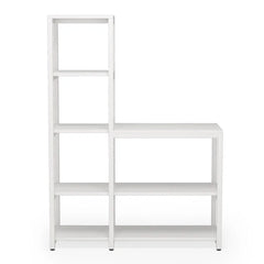 White Elizah 57'' H x 39'' W Steel Corner Ladder Bookcase Indoor Design
