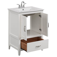 1 - White Single Bathroom Vanity Set The Size Of The Drain Opening is 15.5 Inches High By 19.5 inches wide Perfect for your Kitchen or Bathroom