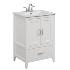 1 - White Single Bathroom Vanity Set The Size Of The Drain Opening is 15.5 Inches High By 19.5 inches wide Perfect for your Kitchen or Bathroom