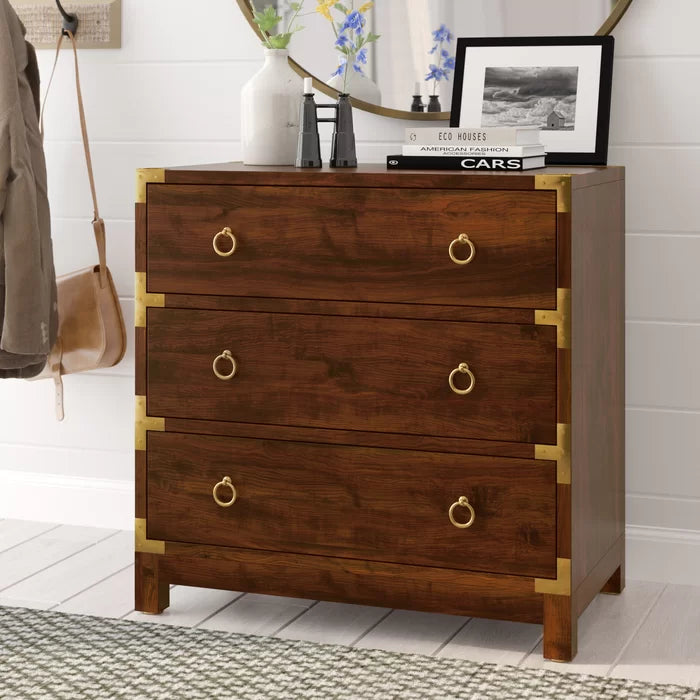 Brown Ellinger 28'' Tall 3 Drawer Accent Chest Made from Solid Mango and Engineered Wood