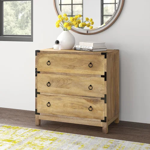 Light Brown Ellinger 28'' Tall 3 Drawer Accent Chest Indoor Design