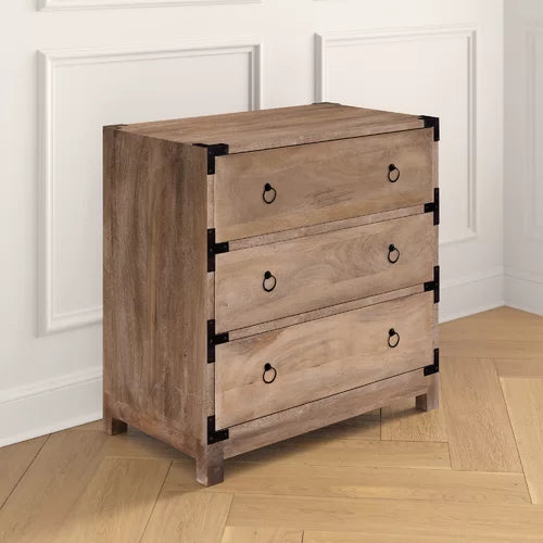 Light Brown Ellinger 28'' Tall 3 Drawer Accent Chest Indoor Design