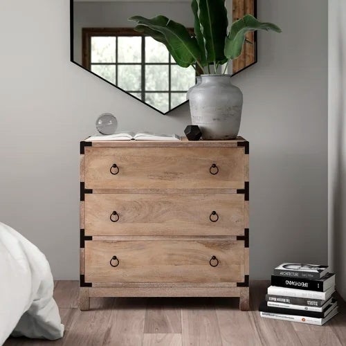 Light Brown Ellinger 28'' Tall 3 Drawer Accent Chest Indoor Design