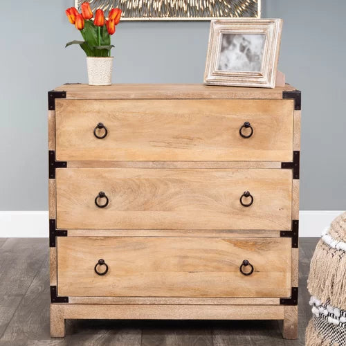 Light Brown Ellinger 28'' Tall 3 Drawer Accent Chest Indoor Design
