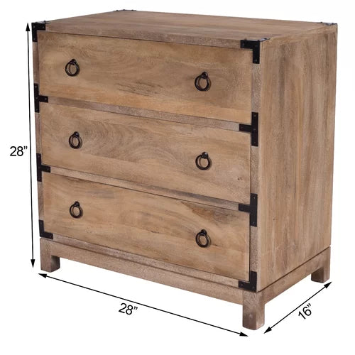 Light Brown Ellinger 28'' Tall 3 Drawer Accent Chest Indoor Design