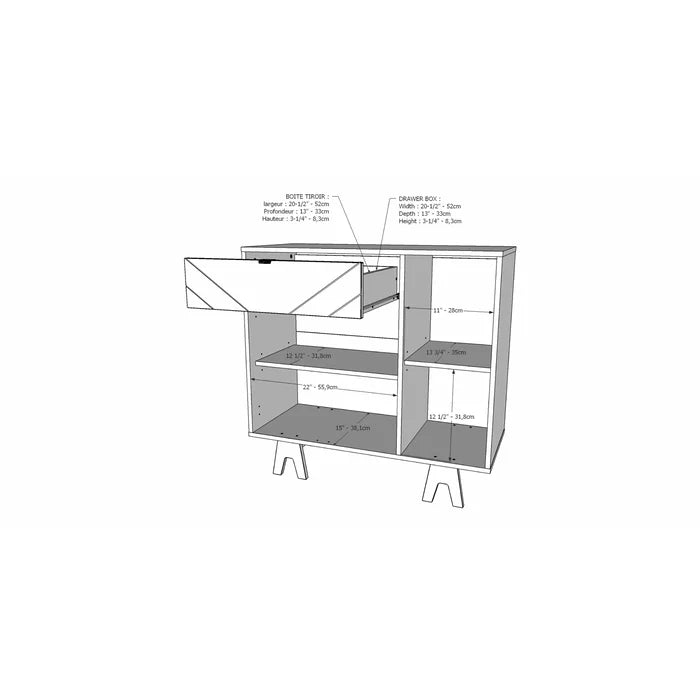White/Birch Elliott 35.75'' Wide 1 Drawer Sideboard Adjustable Shelves Multifunctional Buffet Table
