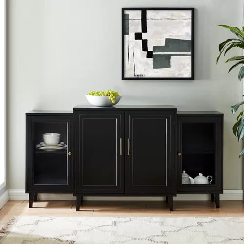 Black Elllise 62'' Wide Sideboard  Contemporary Tiered Sideboard Design