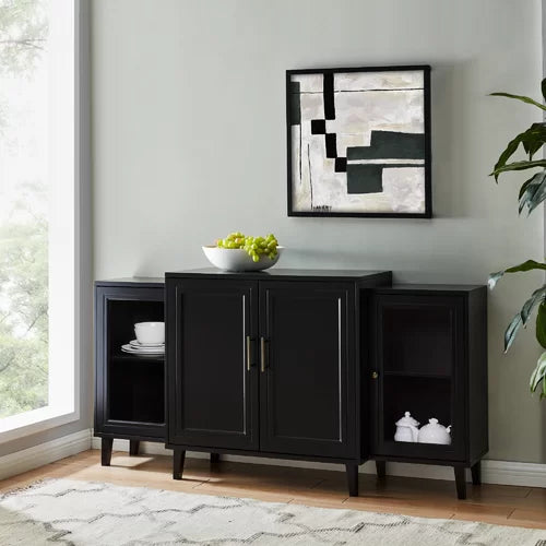 Black Elllise 62'' Wide Sideboard  Contemporary Tiered Sideboard Design