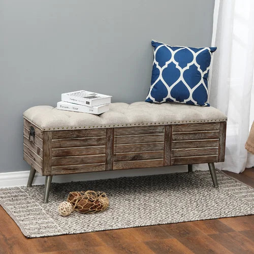 Flip Top Storage Bench Solid Material Solid Wood