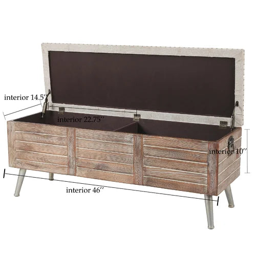 Flip Top Storage Bench Solid Material Solid Wood