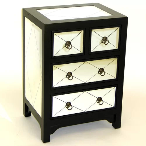 28'' Tall 4 - Drawer Mirrored Accent Chest
