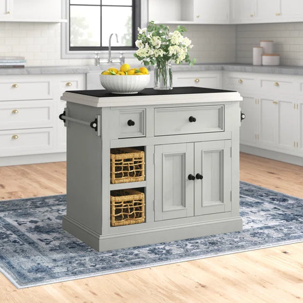 Eloy 41'' Wide Rolling Kitchen Island with Granite Top