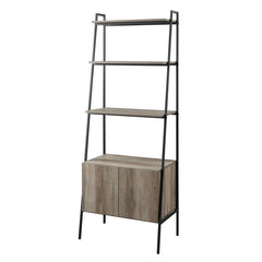 Gray Wash 72'' H x 28'' W Steel Ladder Bookcase Displaying A Potted Plant or Framed Photo to Framing