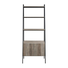 Gray Wash 72'' H x 28'' W Steel Ladder Bookcase Displaying A Potted Plant or Framed Photo to Framing