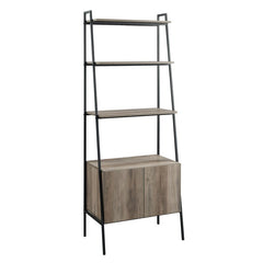 Gray Wash 72'' H x 28'' W Steel Ladder Bookcase Displaying A Potted Plant or Framed Photo to Framing