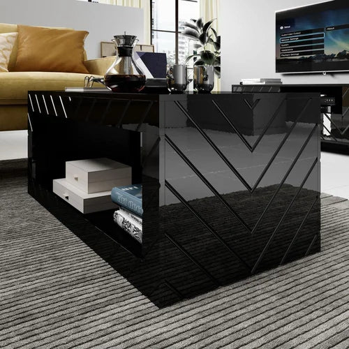 Black Elsfield Solid Coffee Table with Storage Modern Coffee Table Unique Contemporary Design