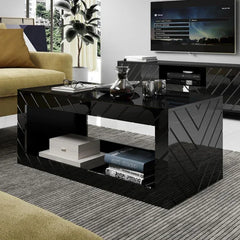 Black Elsfield Solid Coffee Table with Storage Modern Coffee Table Unique Contemporary Design