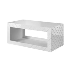 White Elsfield Solid Wood Coffee Table with Storage Contemporary Design