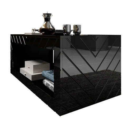 Black Elsfield Solid Coffee Table with Storage Modern Coffee Table Unique Contemporary Design