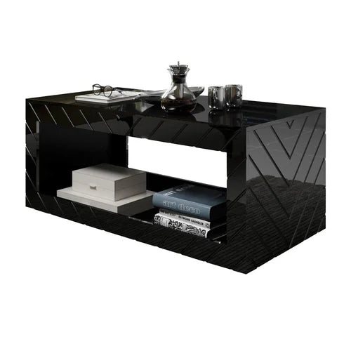 Black Elsfield Solid Coffee Table with Storage Modern Coffee Table Unique Contemporary Design