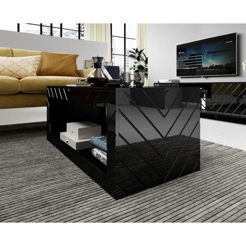 Black Elsfield Solid Coffee Table with Storage Modern Coffee Table Unique Contemporary Design