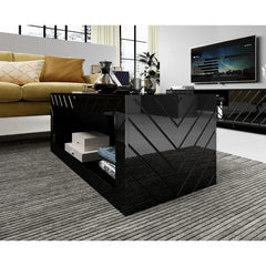 Black Elsfield Solid Coffee Table with Storage Modern Coffee Table Unique Contemporary Design