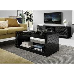 Black Elsfield Solid Coffee Table with Storage Modern Coffee Table Unique Contemporary Design