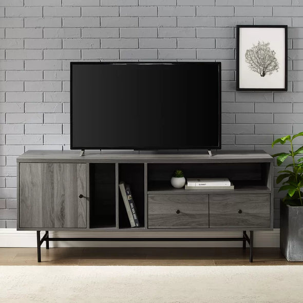Slate Grey Elson TV Stand for TVs up to 65" with Cable Management and Adjustable Shelves