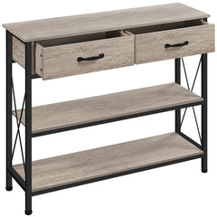 Gray Elysburg 39.5'' 3-Tier Console Table with Ample Storage Space