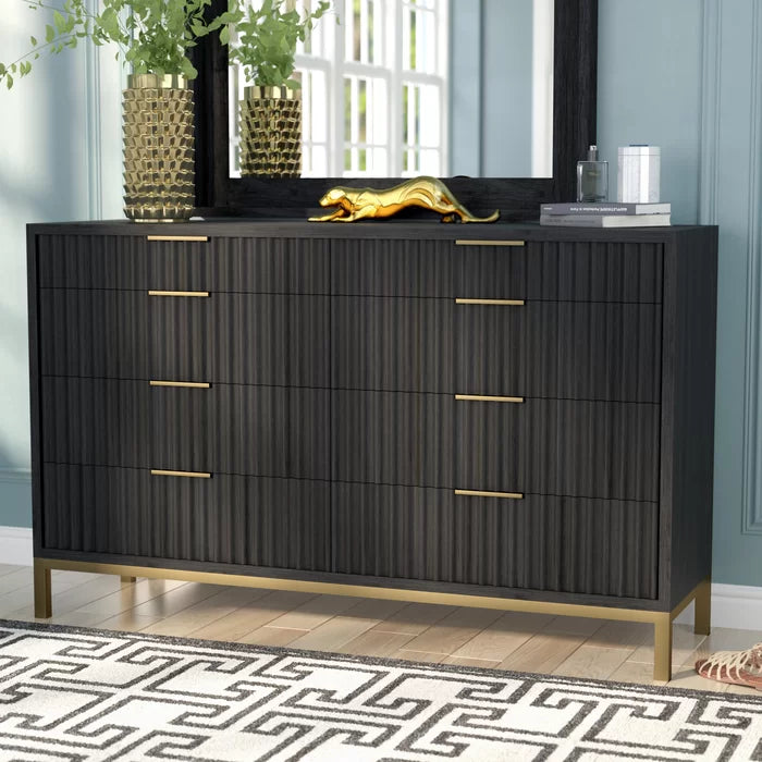 Elyza 8 Drawer 62'' W Sanded and Stained Drawer Interiors with English Dovetail Joinery