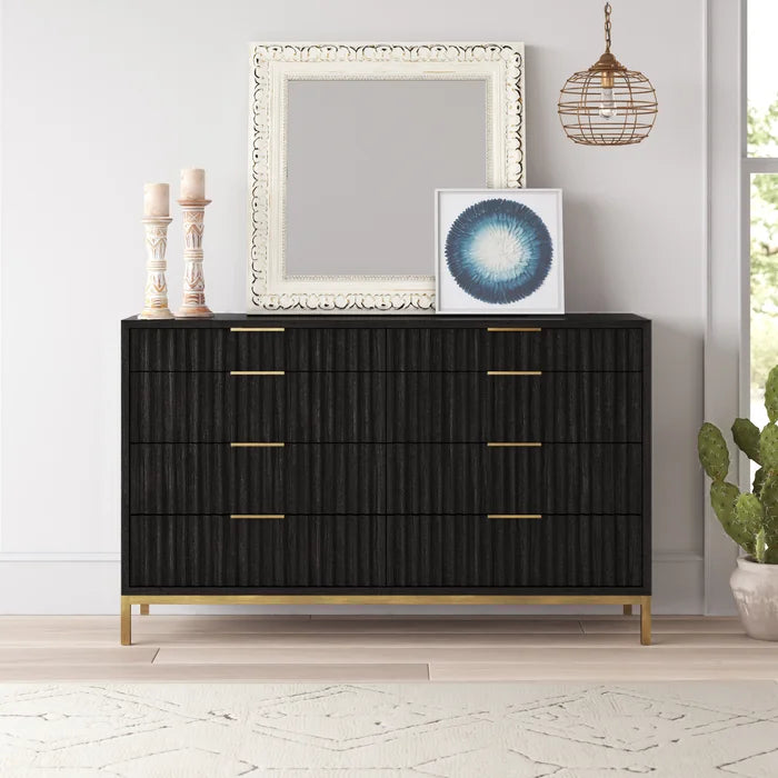 Elyza 8 Drawer 62'' W Sanded and Stained Drawer Interiors with English Dovetail Joinery