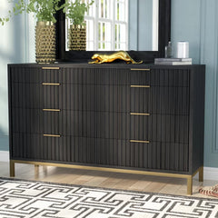 Elyza 8 Drawer 62'' W Sanded and Stained Drawer Interiors with English Dovetail Joinery