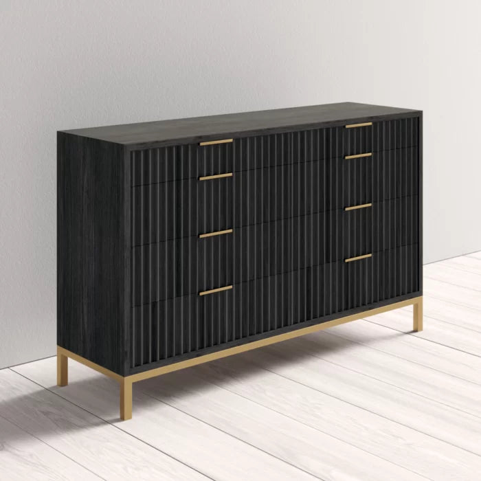 Elyza 8 Drawer 62'' W Sanded and Stained Drawer Interiors with English Dovetail Joinery