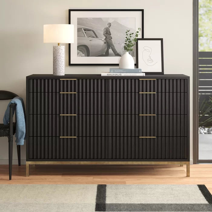 Elyza 8 Drawer 62'' W Sanded and Stained Drawer Interiors with English Dovetail Joinery